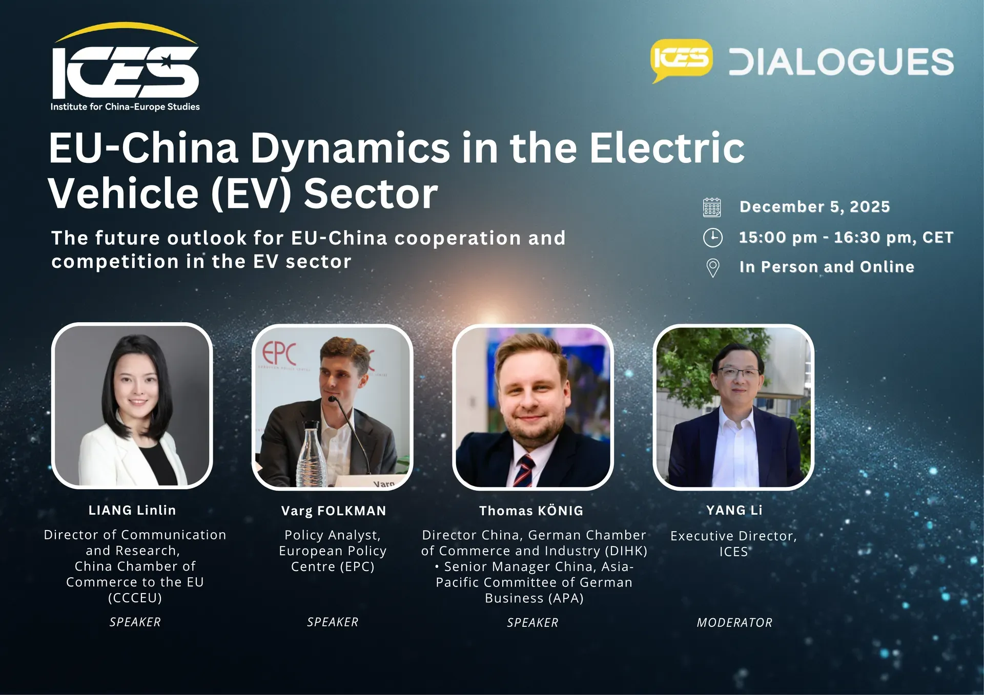 EU-China Dynamics in the Electric Vehicle (EV) Sector Speakers